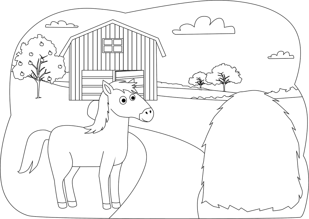 Animals On The Farm Horse Coloring Page Md Coloring Page — Free Printable — free printable coloring page