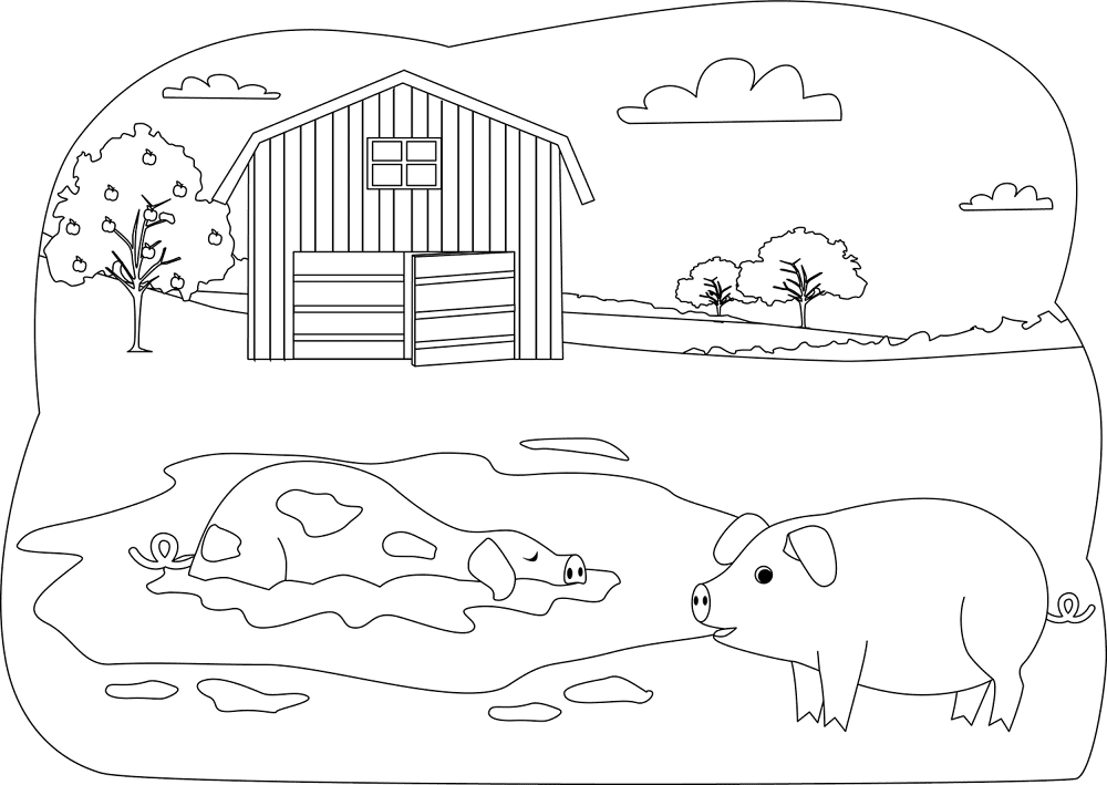 Animals On The Farm Pig Coloring Page Md Coloring Page — Free Printable — free printable coloring page