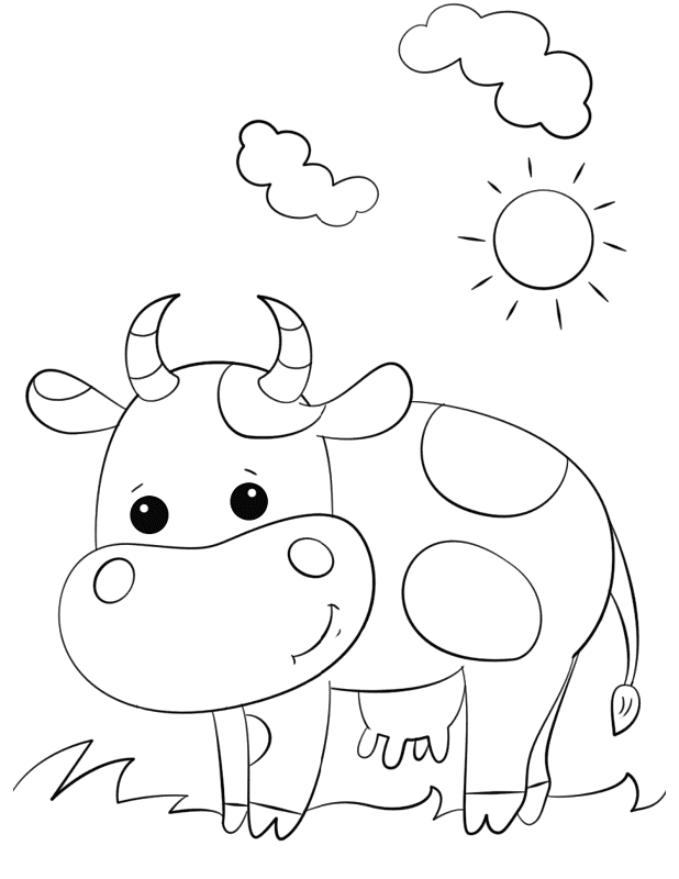 Cute Cartoon Cow Coloring Page Md Coloring Page — Free Printable — free printable coloring page