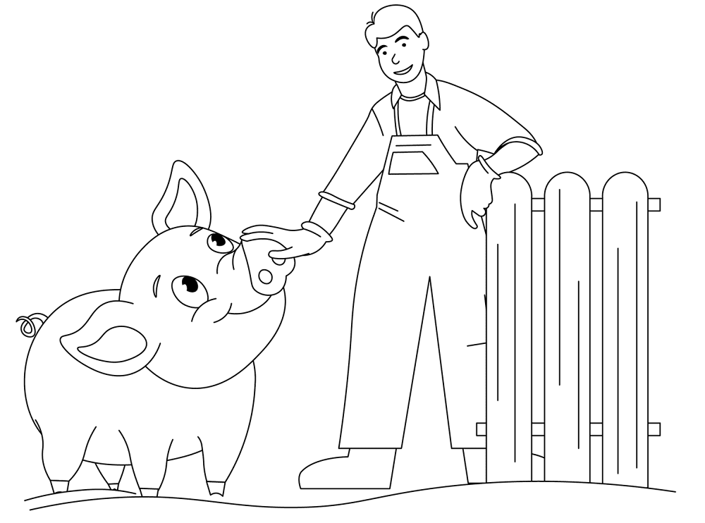 Farmer With Pig Coloring Page Md Coloring Page — Free Printable — free printable coloring page