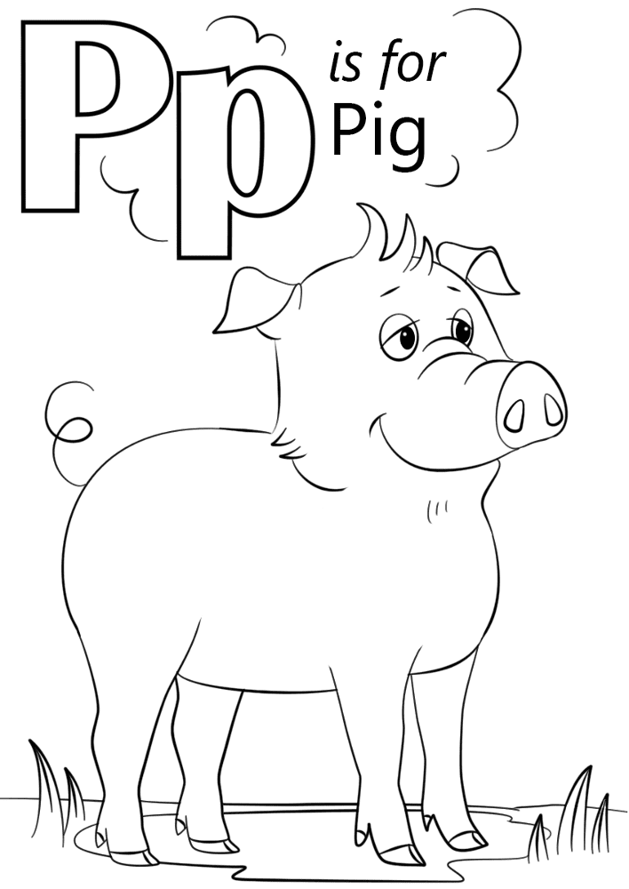 Letter P Is For Pig Coloring Page Md Coloring Page — Free Printable — free printable coloring page
