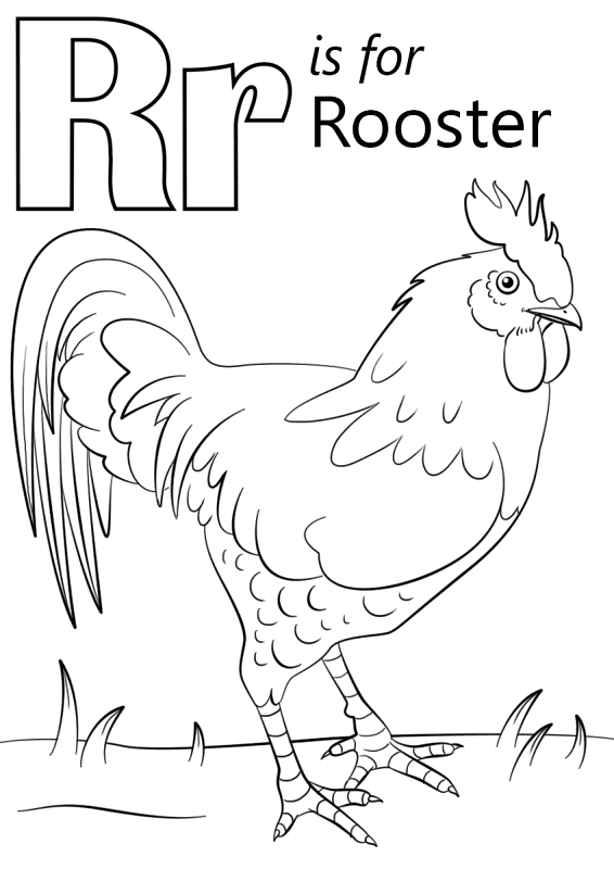 Letter R Is For Rooster Coloring Page Md Coloring Page — Free Printable — free printable coloring page