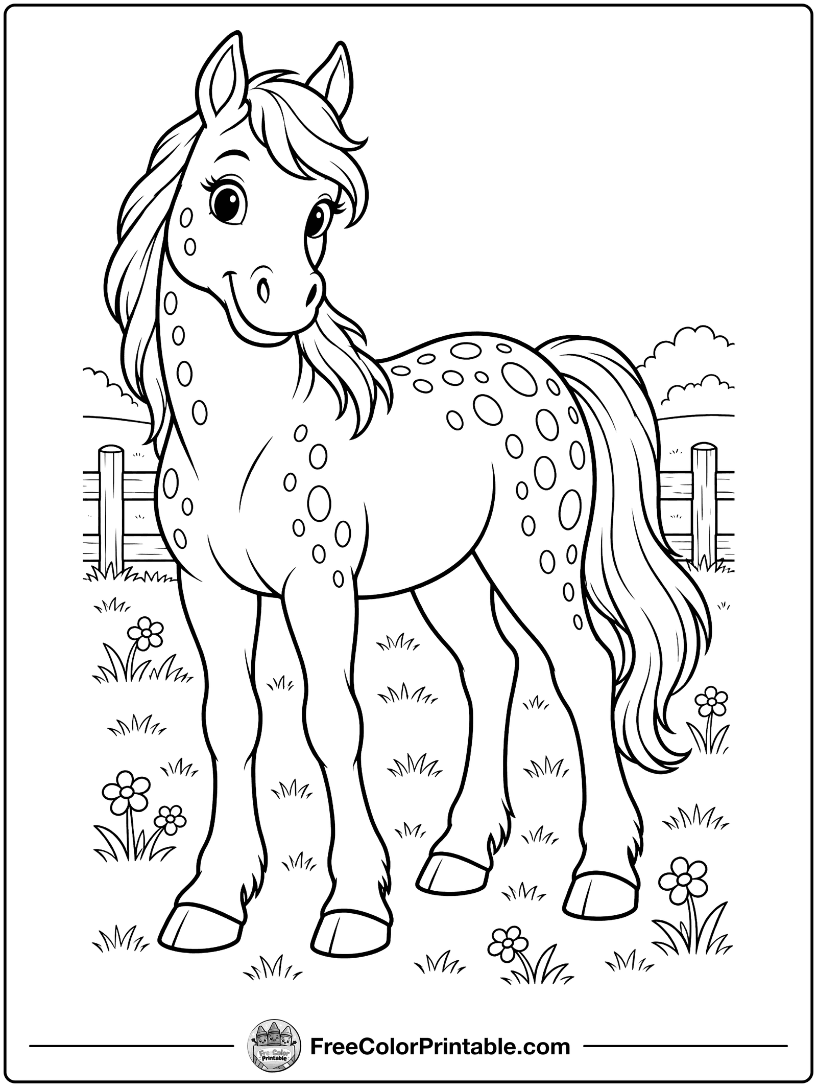 Spotted Appaloosa Horse Coloring Page — free color printable