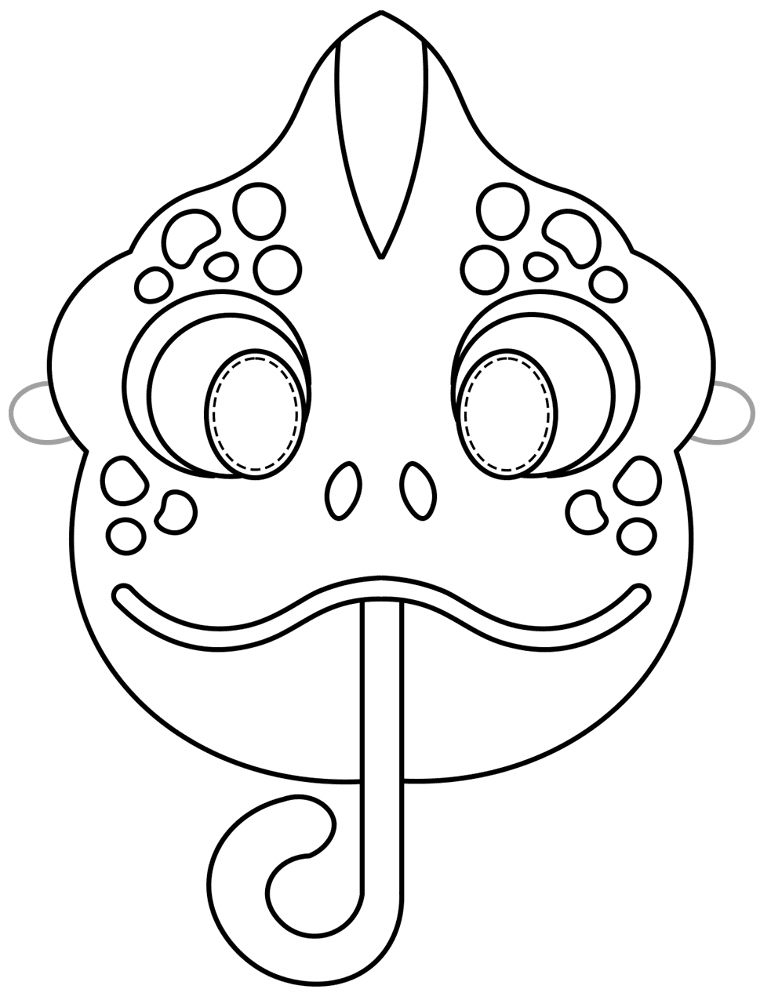 Chameleon Rainforest Animal Paper Mask 1 Md Coloring Page — Free Printable — free printable coloring page