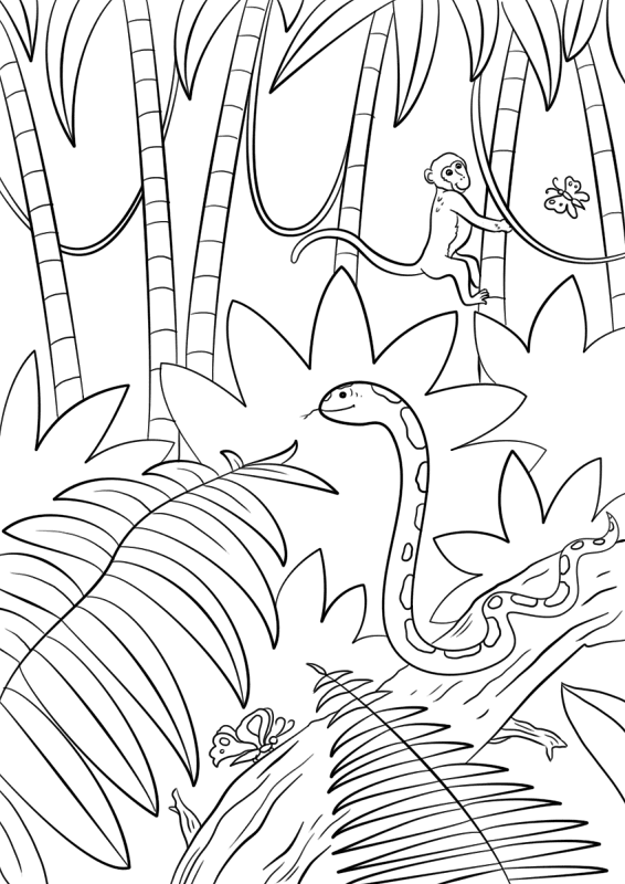 Jungle Scene Coloring Page Md Coloring Page — Free Printable — free printable coloring page