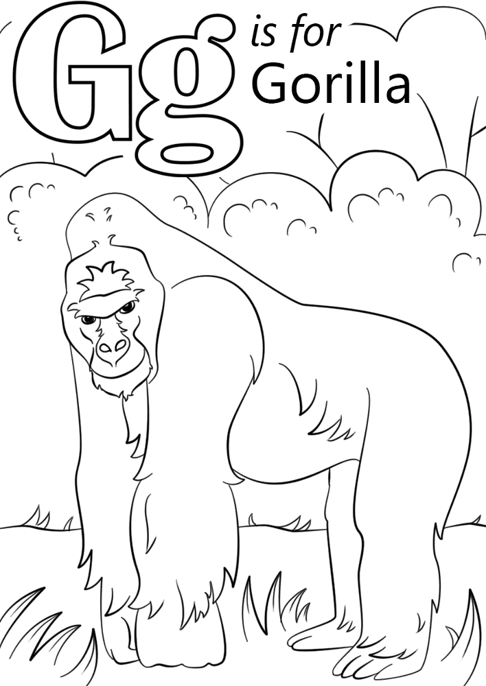 Letter G Is For Gorilla Coloring Page Md Coloring Page — Free Printable — free printable coloring page