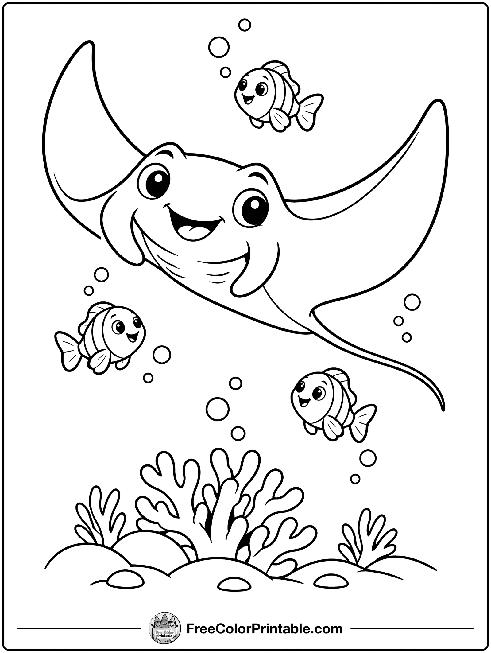 Manta Ray Gliding Coloring Page — free color printable