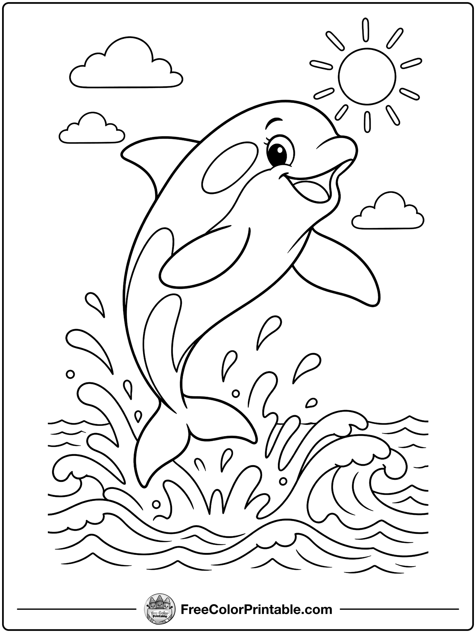 Jumping Orca Coloring Page — free color printable