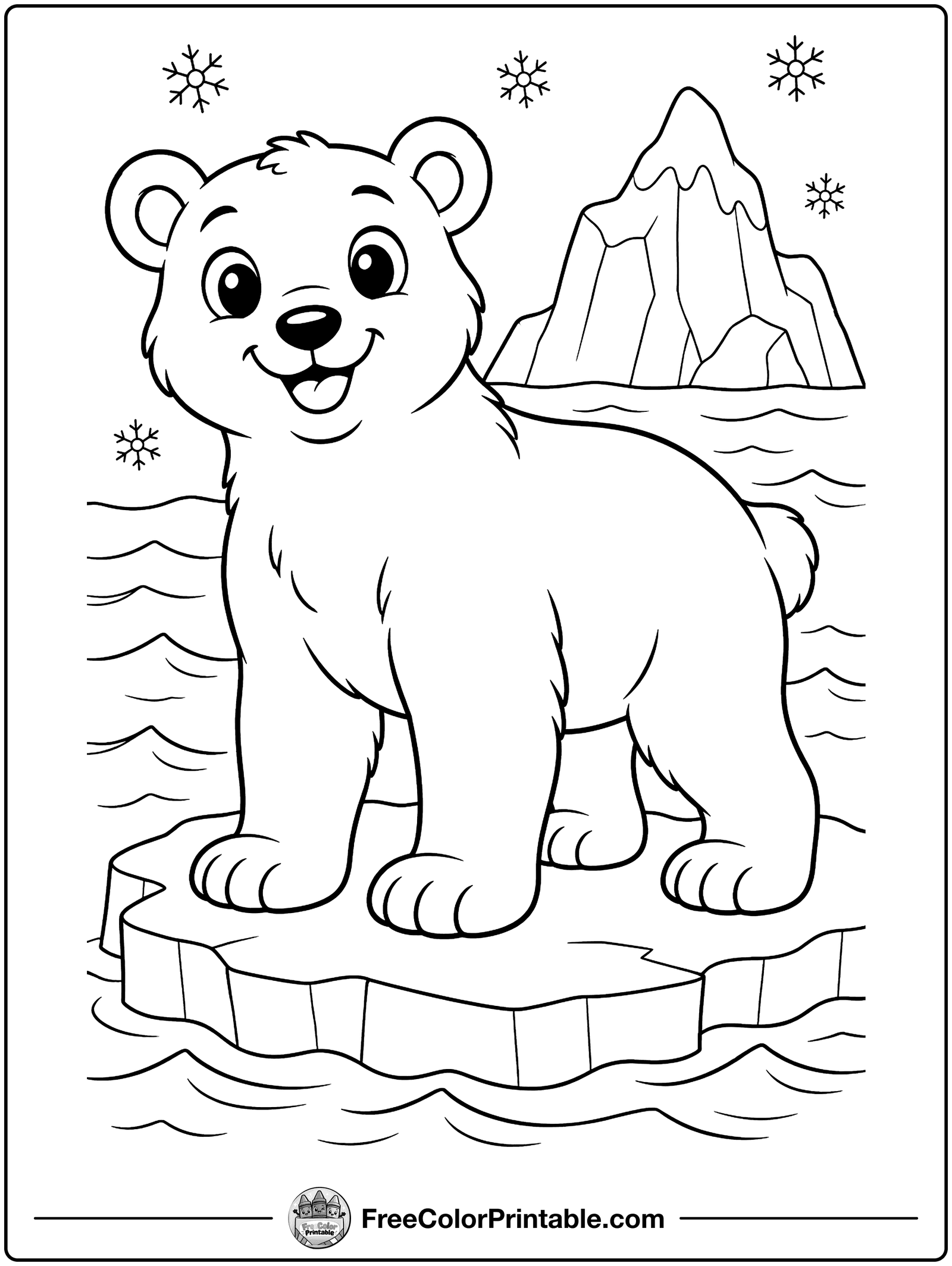 Polar Bear on the Ice Floe Coloring Page — free color printable