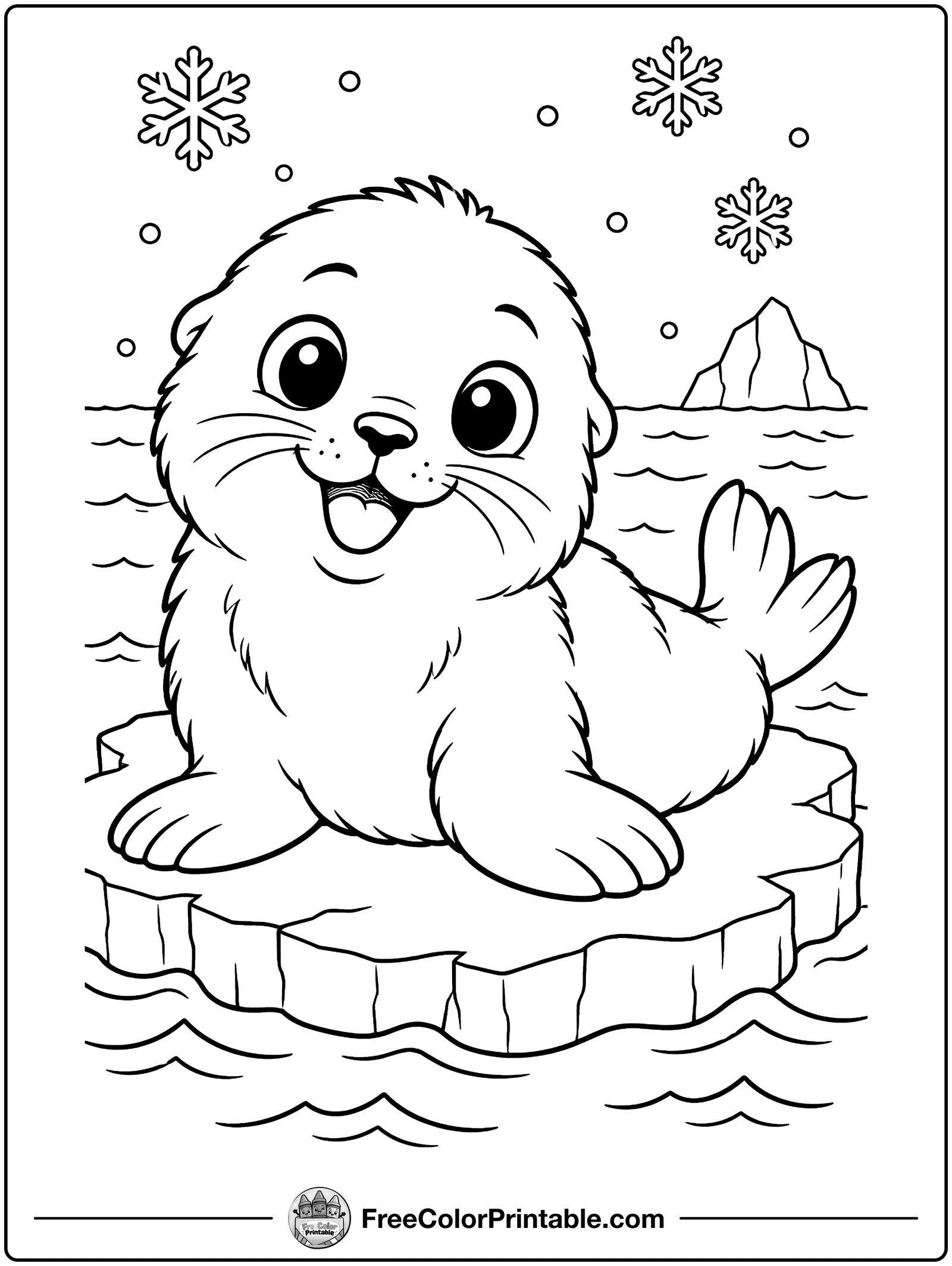 Seal Pup on the Ice Coloring Page — free color printable