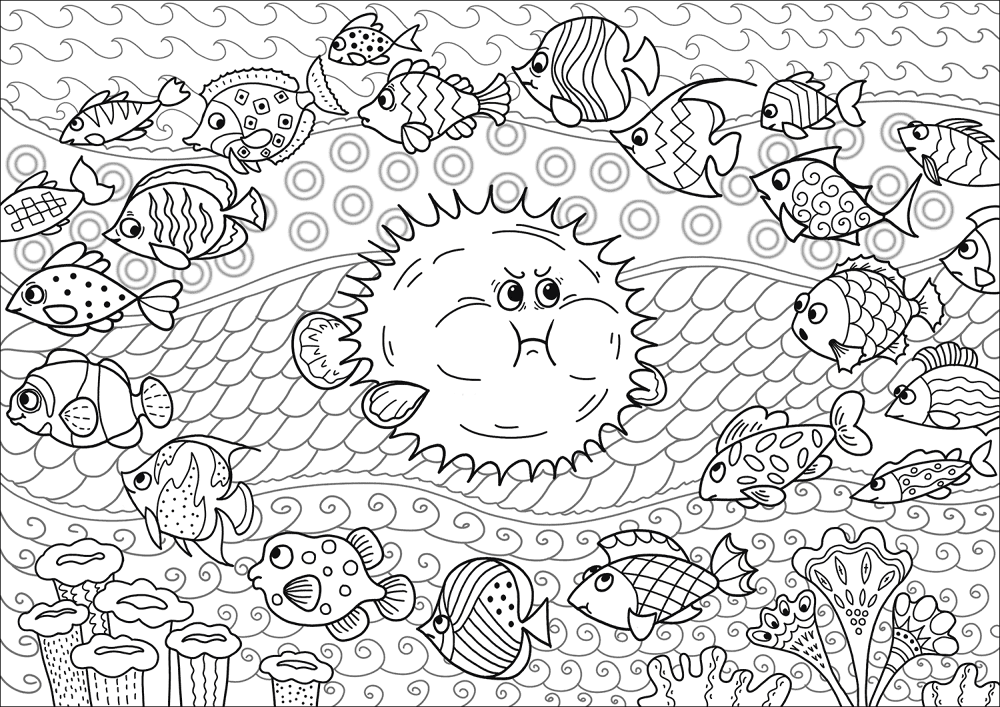 Angry Hedgehog Fish Coloring Page Md Coloring Page — Free Printable — free printable coloring page