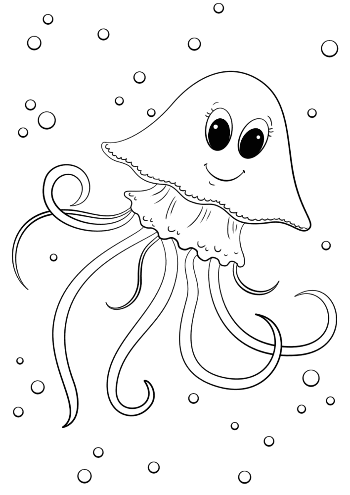 Cartoon Jellyfish Coloring Page Md Coloring Page — Free Printable — free printable coloring page