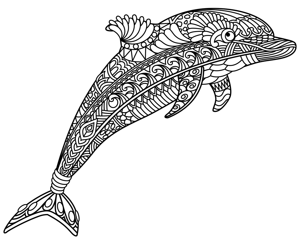 Dolphin Zentangle 1 Coloring Page Md Coloring Page — Free Printable — free printable coloring page