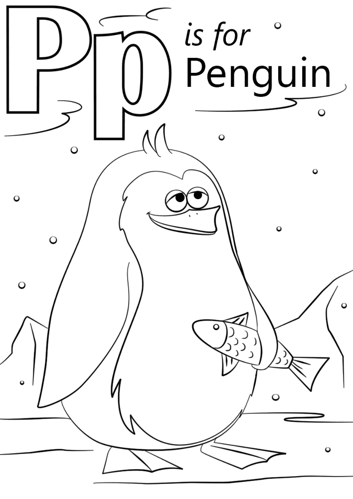Letter P Is For Penguin Coloring Page Md Coloring Page — Free Printable — free printable coloring page