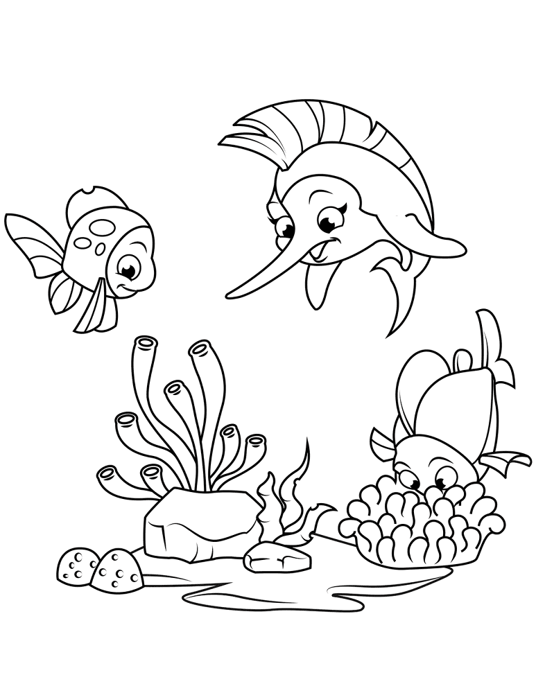 Marlin And Coral Fish Coloring Page Md Coloring Page — Free Printable — free printable coloring page