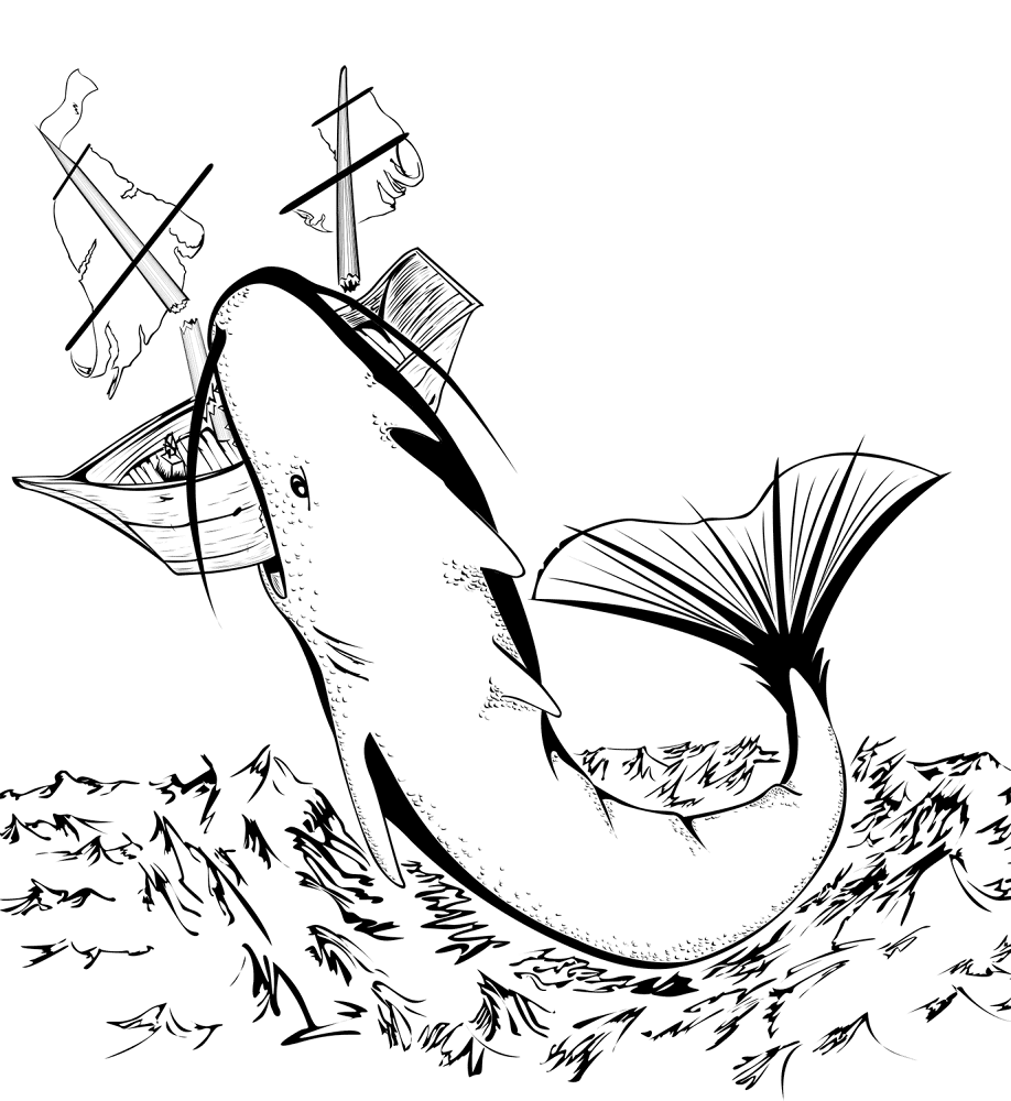 Megalodon Shark Attacks Ship Coloring Page Md Coloring Page — Free Printable — free printable coloring page