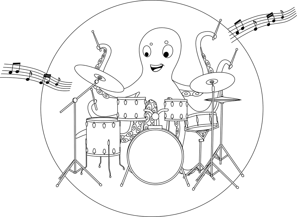 Music Octopus And Drum Coloring Page Md Coloring Page — Free Printable — free printable coloring page