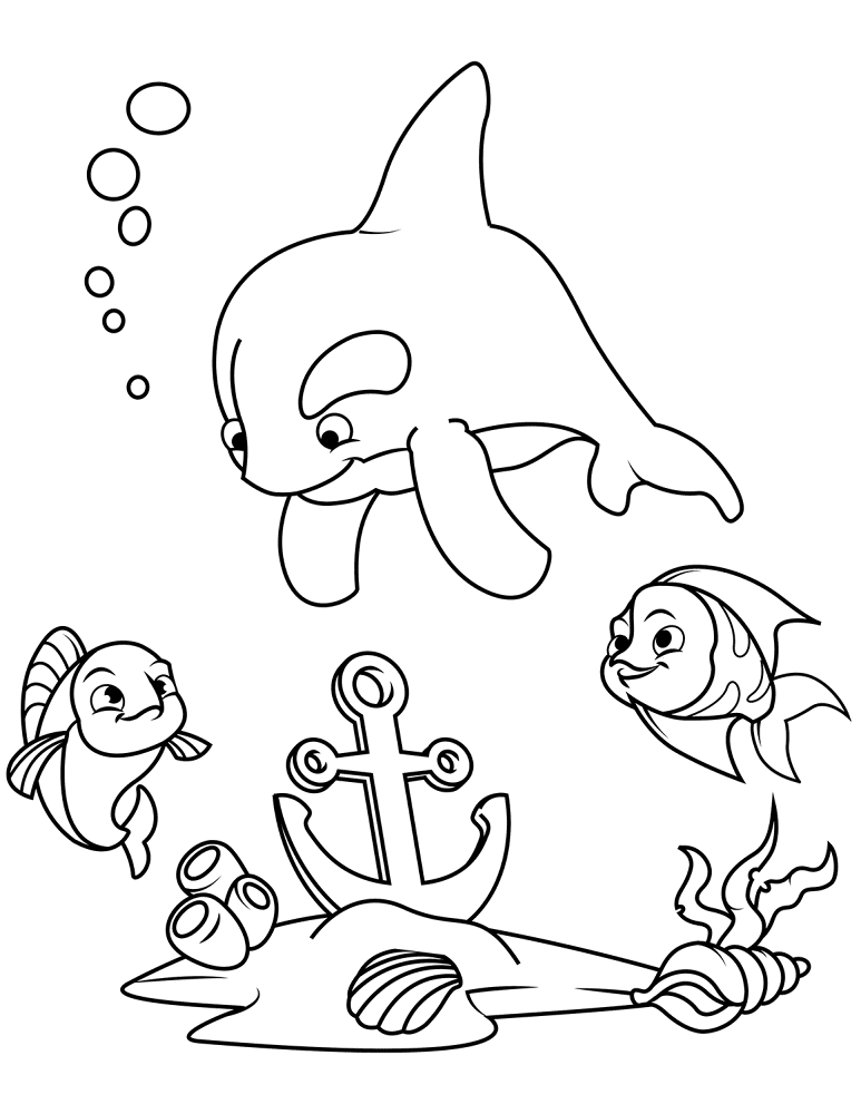 Sea Animals Found Lost Anchor Coloring Page Md Coloring Page — Free Printable — free printable coloring page