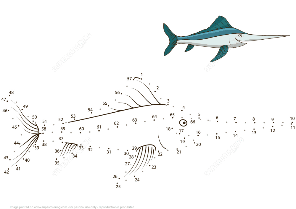 Swordfish Dot To Dot Md Coloring Page — Free Printable — free printable coloring page