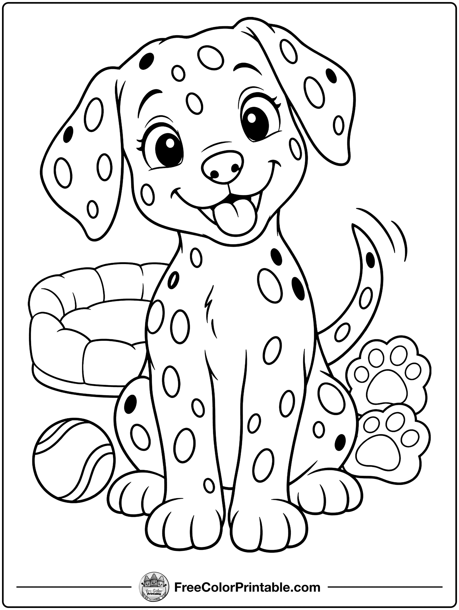 Spotty Dalmatian Puppy Coloring Page — free color printable