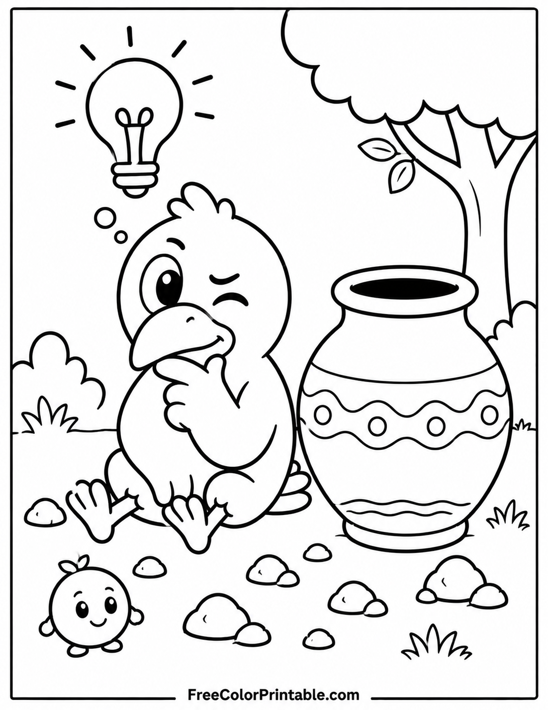 Pondering Bird With A Bright Idea