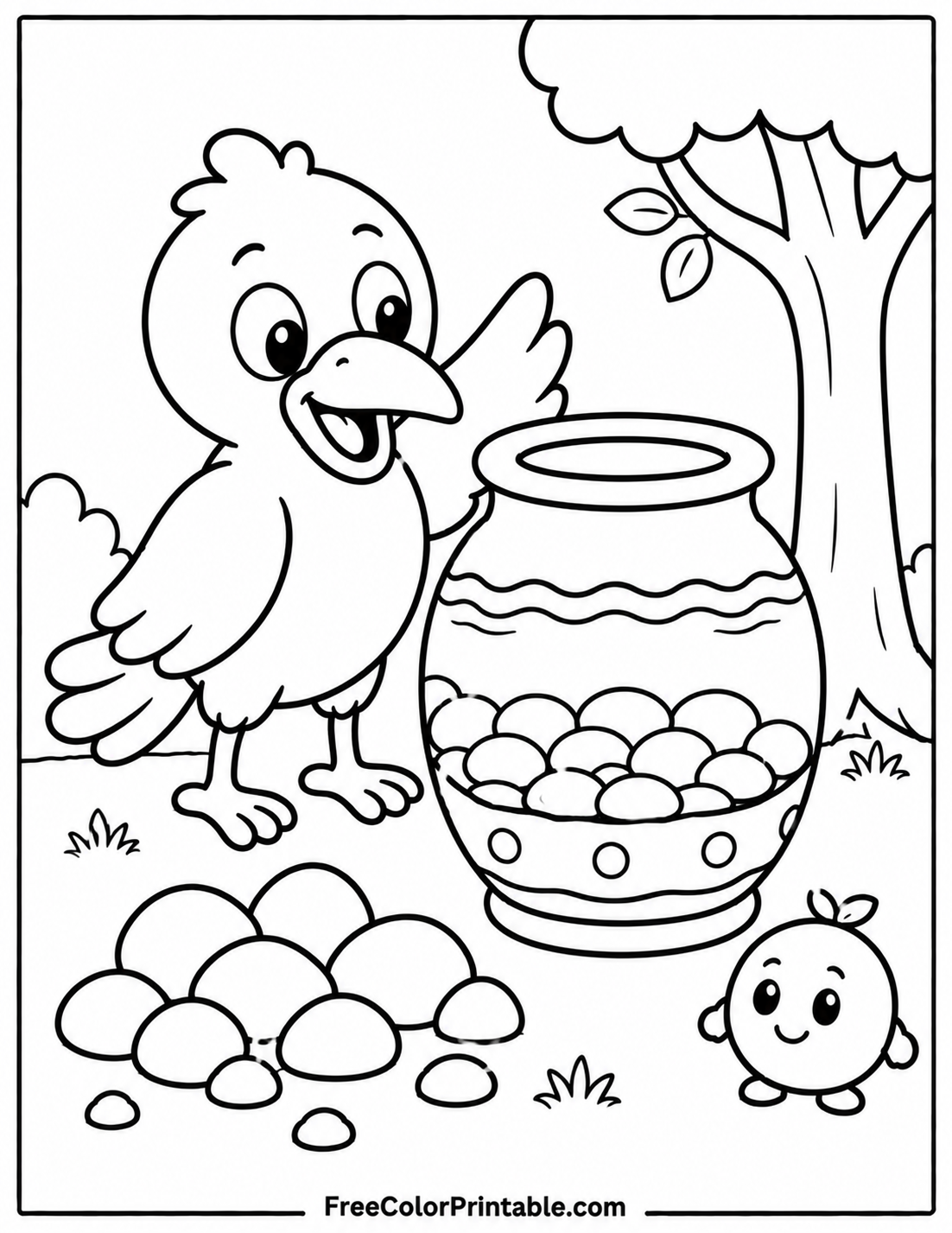 Cheerful Bird By Decorative Pot