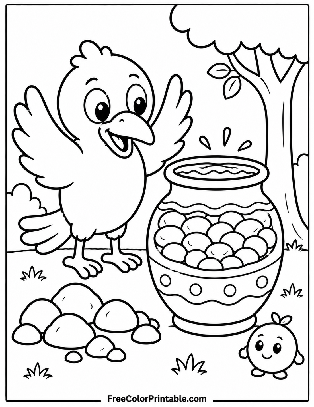 Playful Bird And Jar Scene