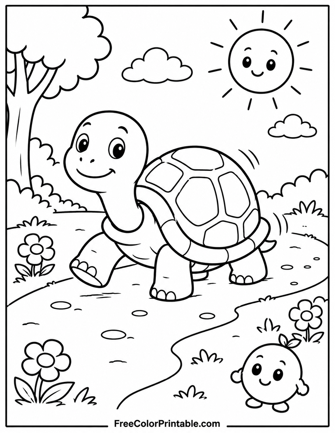 Turtle On A Cheerful Path