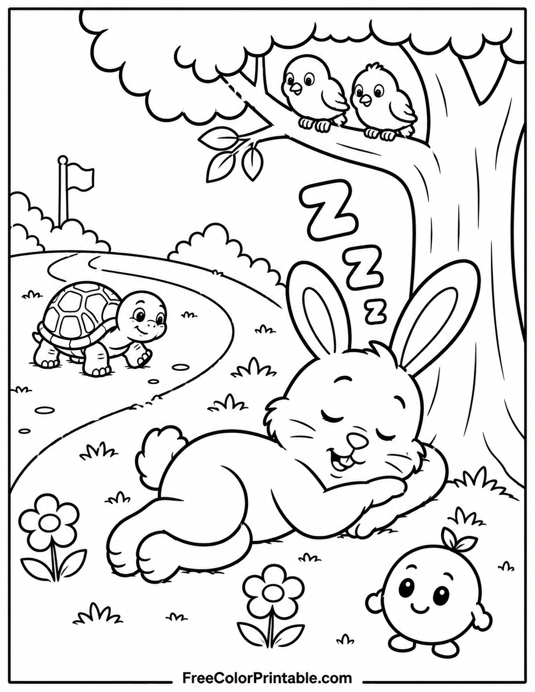 Sleepy Bunny In The Woodland Park