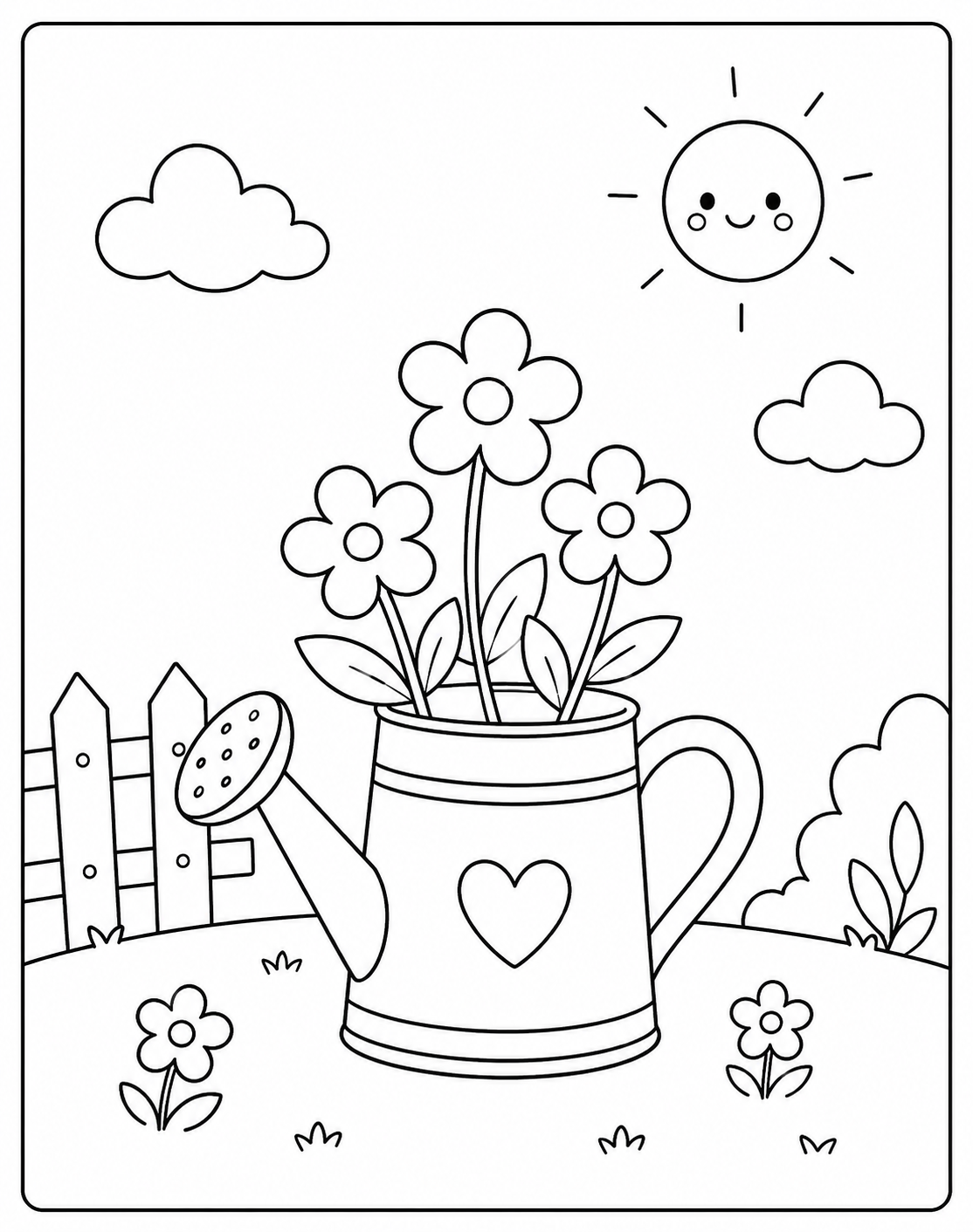 Watering Can With Flowers In Garden