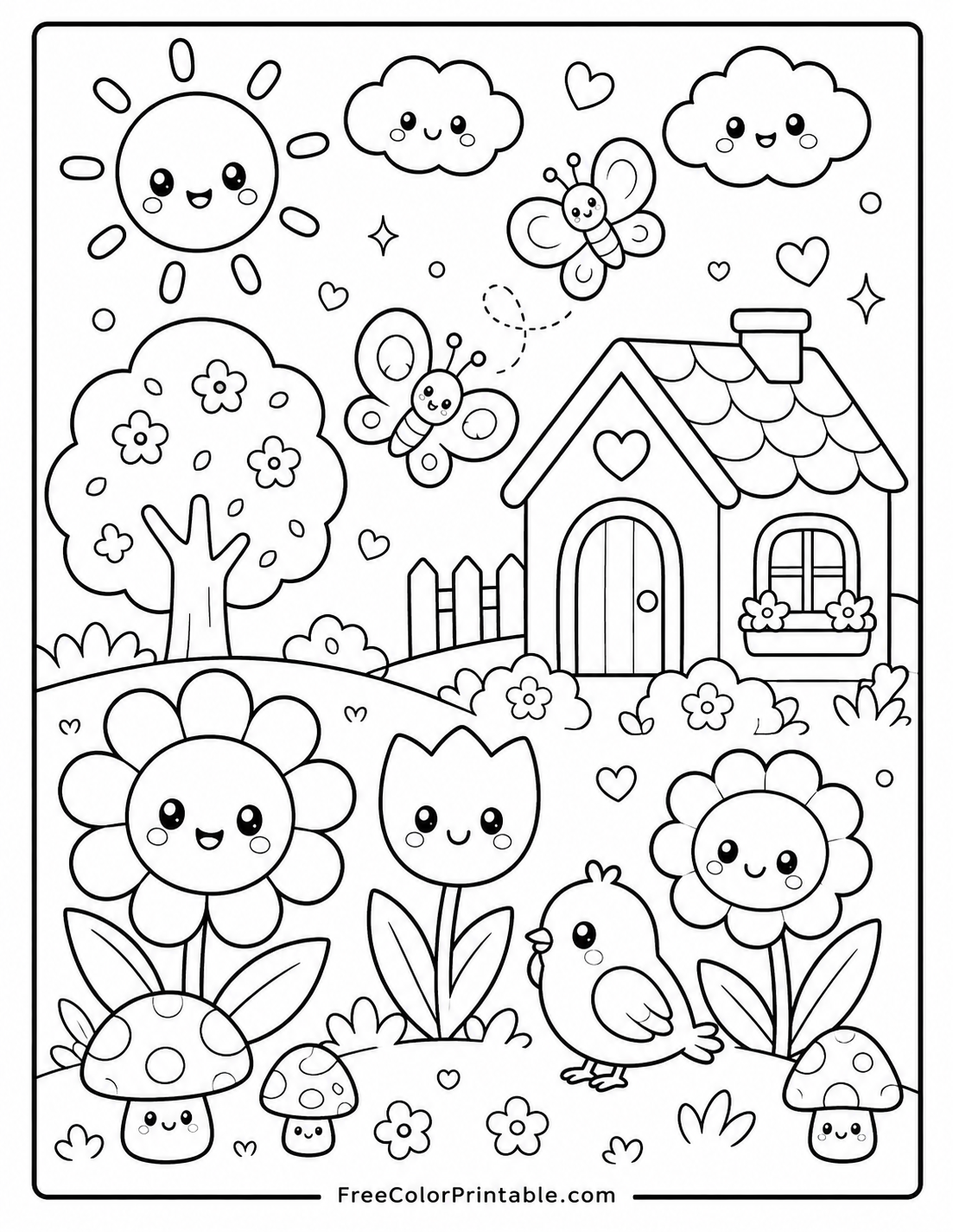 Whimsical Garden Coloring Page