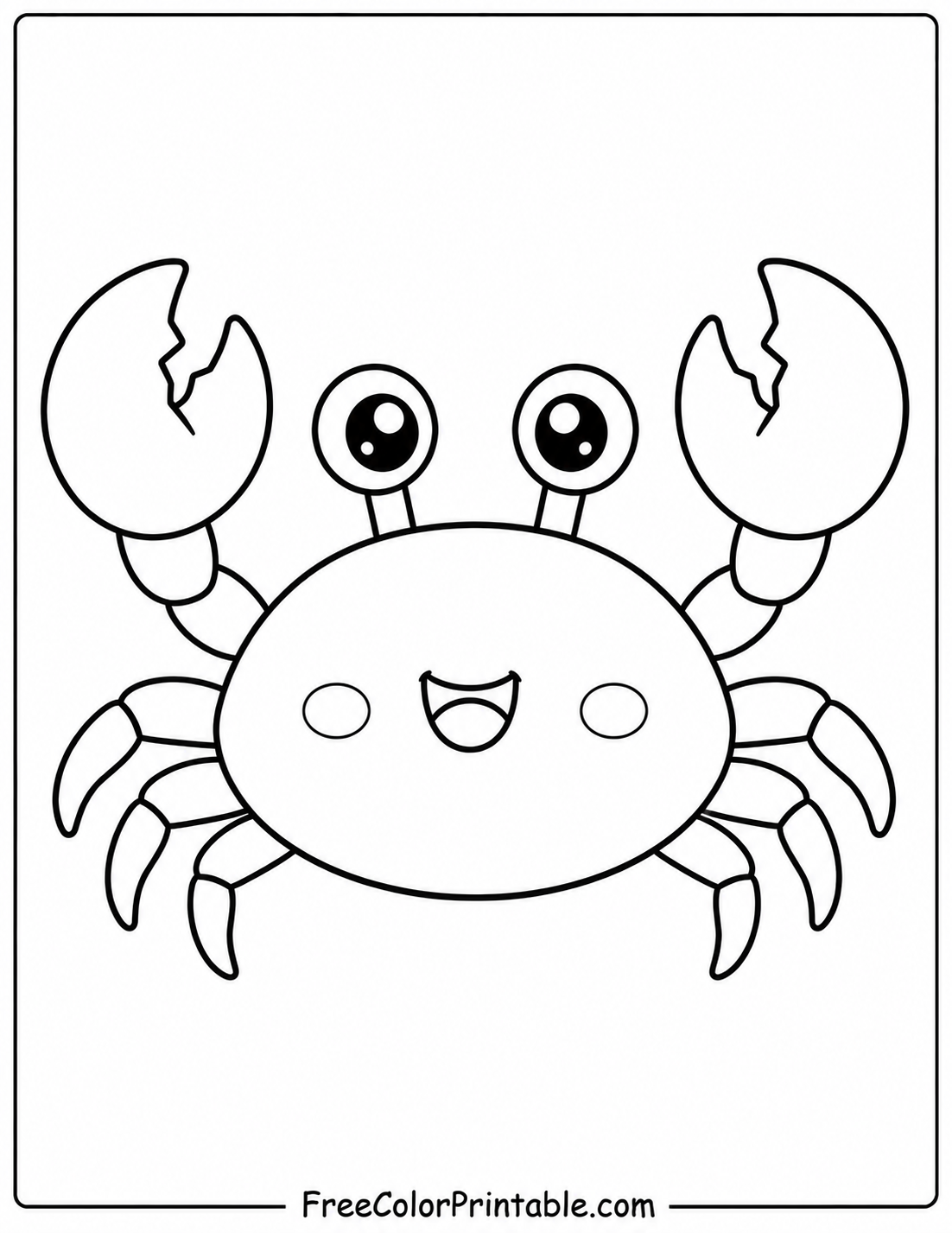 Kawaii Crab Colouring Page
