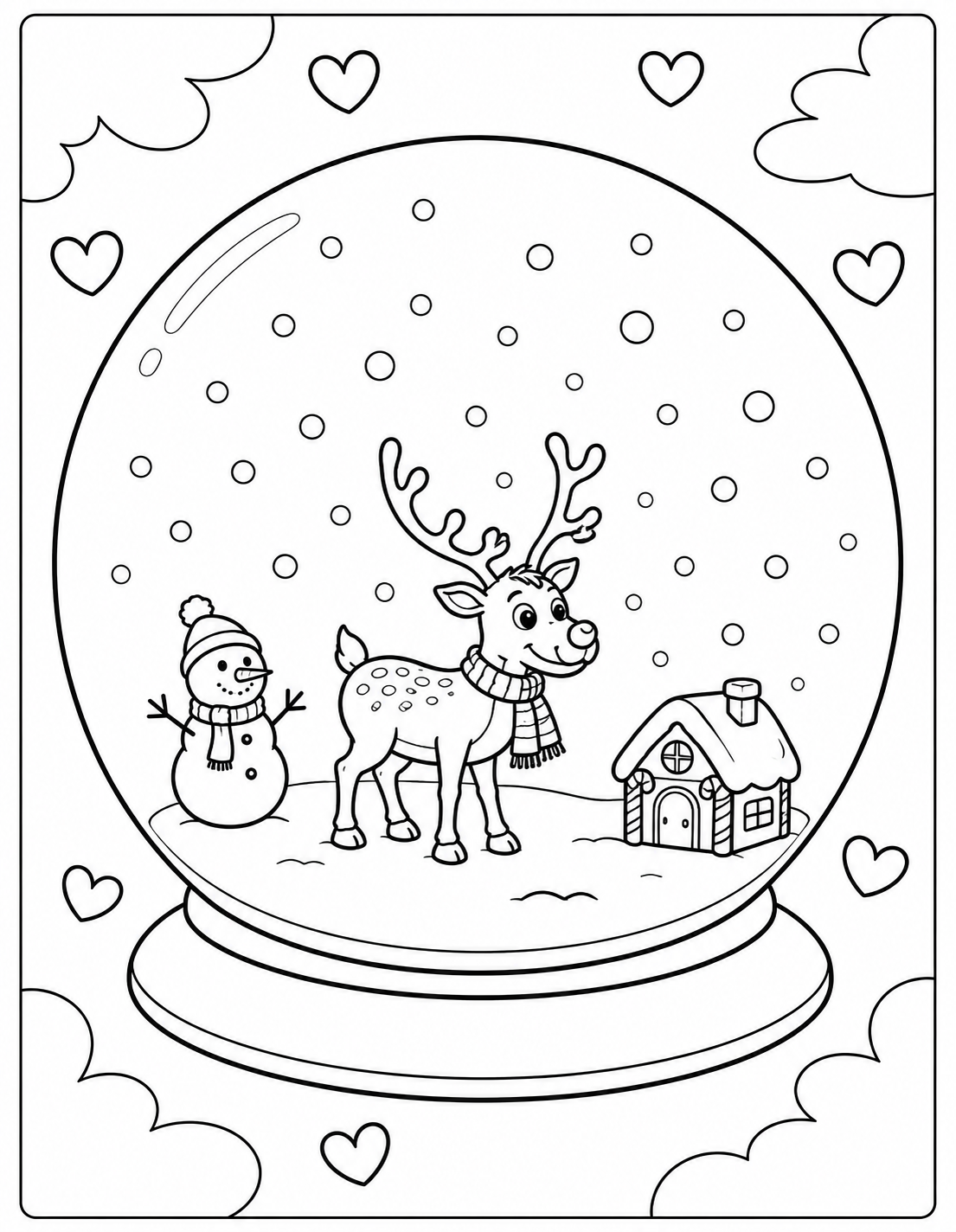 Snow Globe With Reindeer And Snowman
