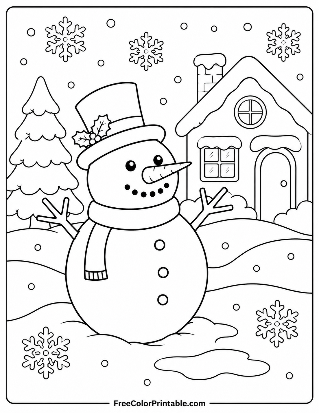Snowman In Winter Wonderland Scene