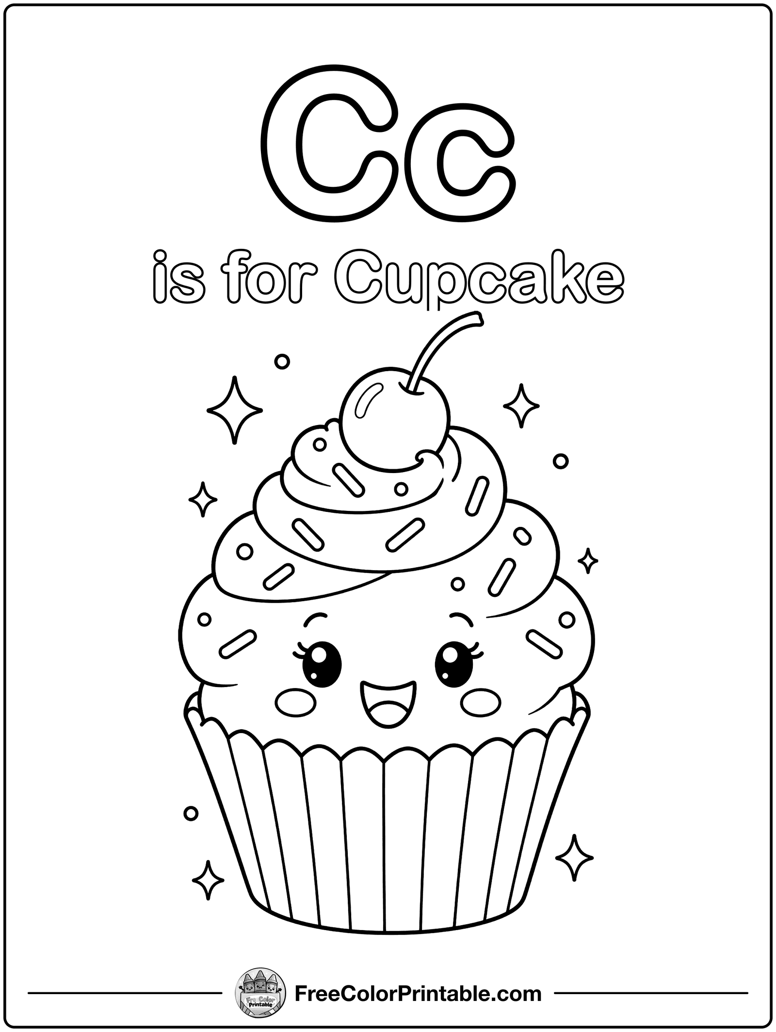 Letter C Is for Cupcake Coloring Page — free color printable