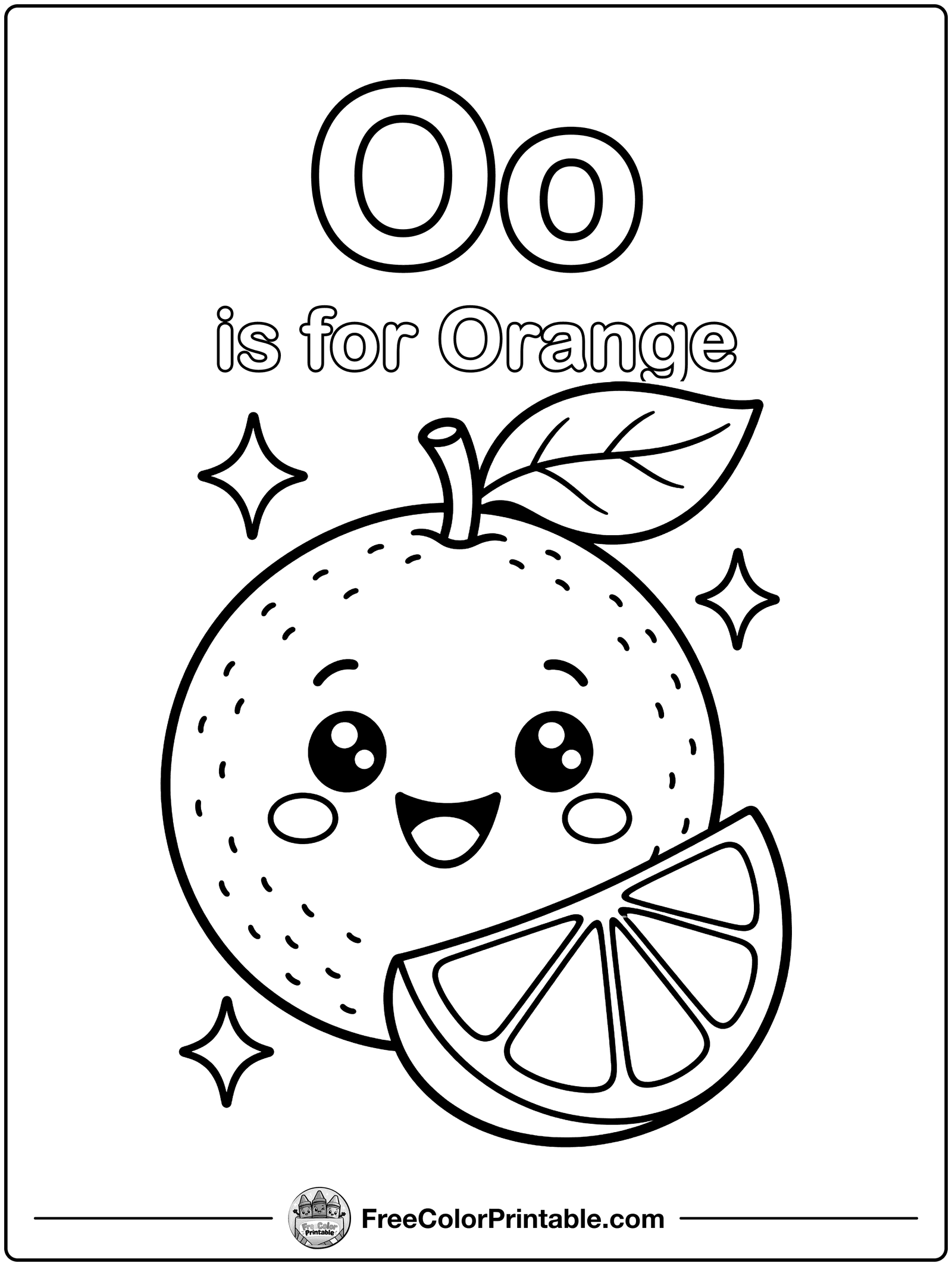 Letter O Is for Orange Coloring Page — free color printable