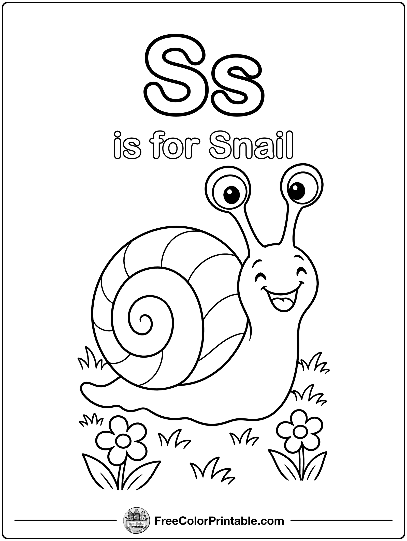 Letter S Is for Snail Coloring Page — free color printable