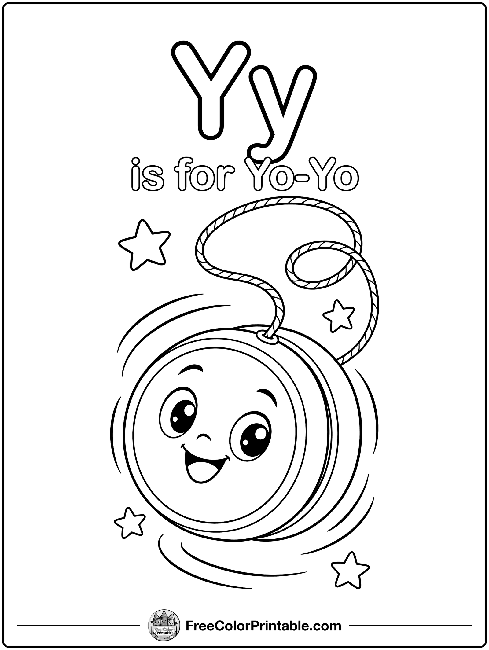 Letter Y Is for Yo-Yo Coloring Page — free color printable