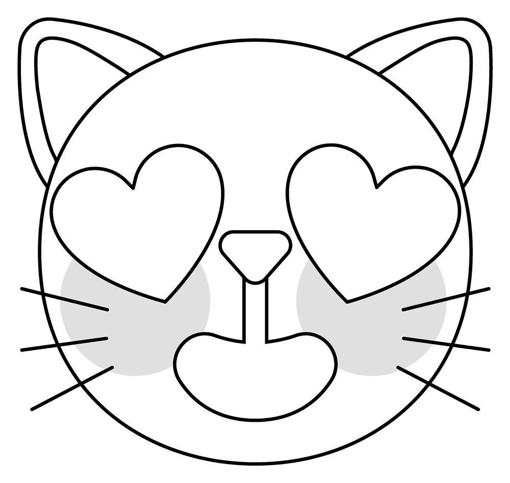 118 Smiling Cat With Heart Eyes Emoji Coloring Page Md Coloring Page — Free Printable — free printable coloring page