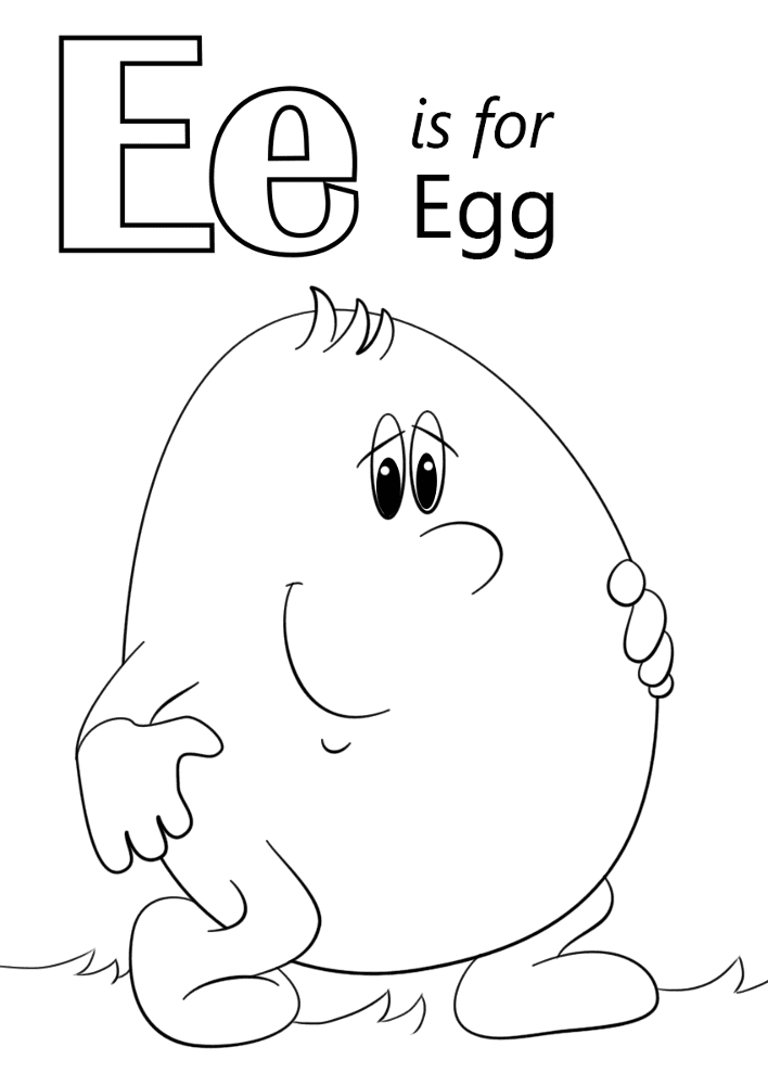 Letter E Is For Egg Coloring Page Md Coloring Page — Free Printable — free printable coloring page
