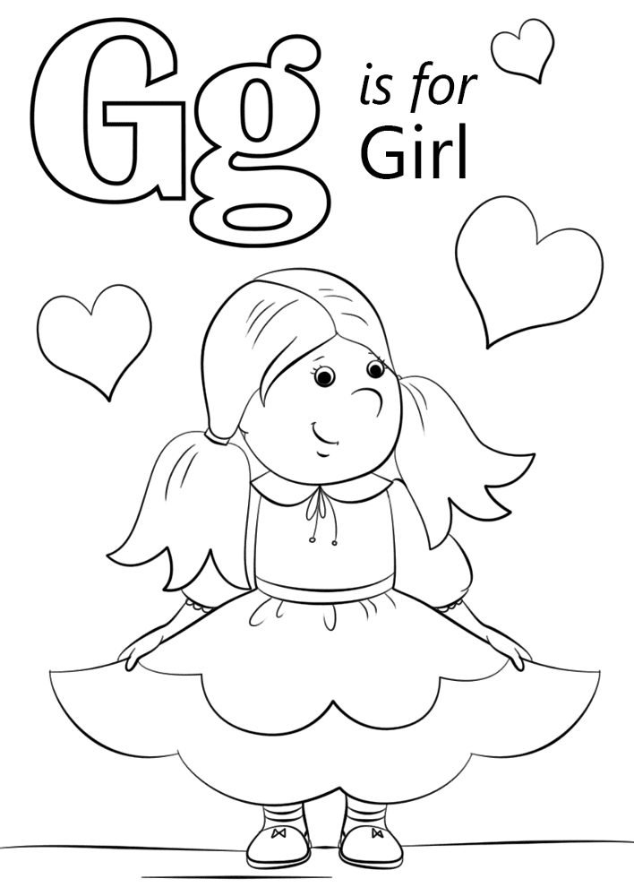 Letter G Is For Girl Coloring Page Md Coloring Page — Free Printable — free printable coloring page