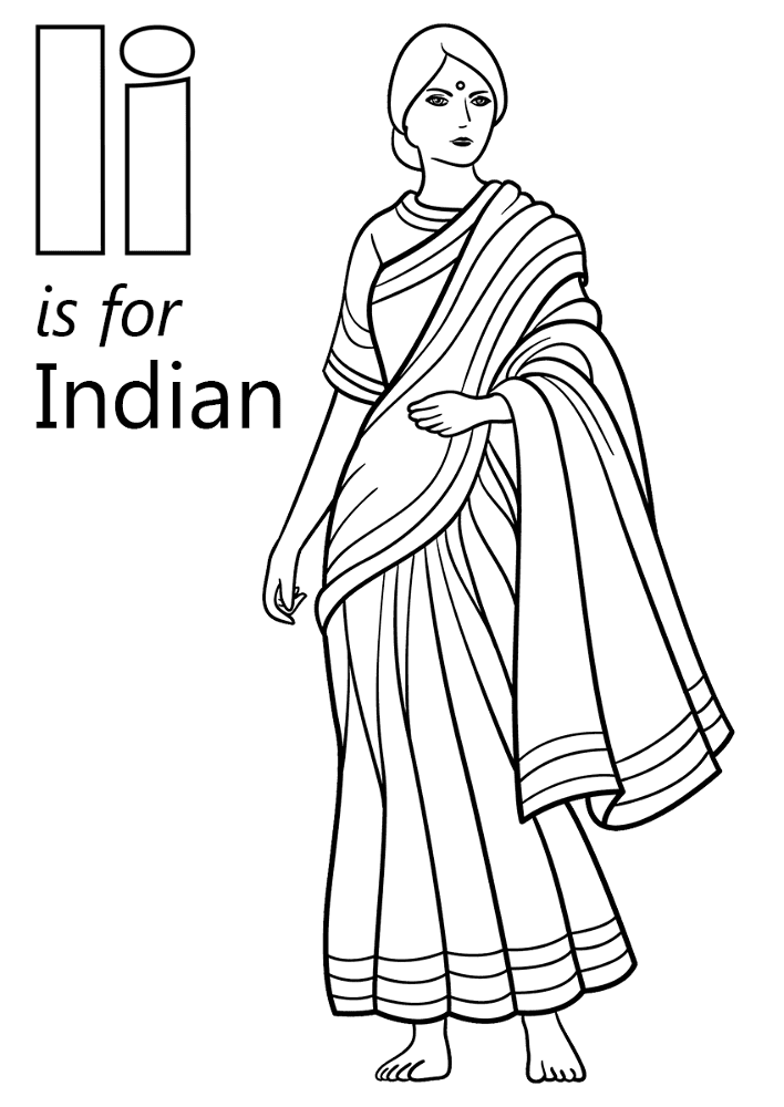 Letter I Is For Indian Coloring Page Md Coloring Page — Free Printable — free printable coloring page