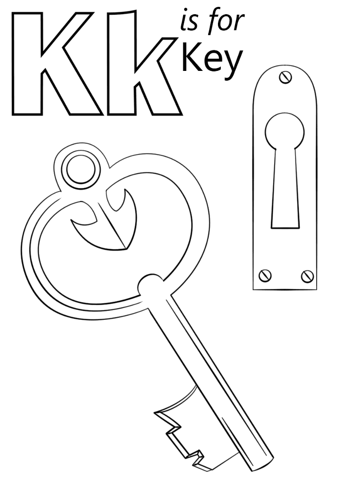 Letter K Is For Key Coloring Page Md Coloring Page — Free Printable — free printable coloring page