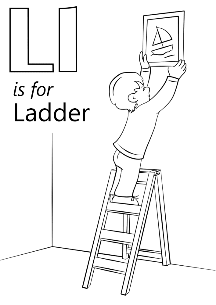 Letter L Is For Ladder Coloring Page Md Coloring Page — Free Printable — free printable coloring page