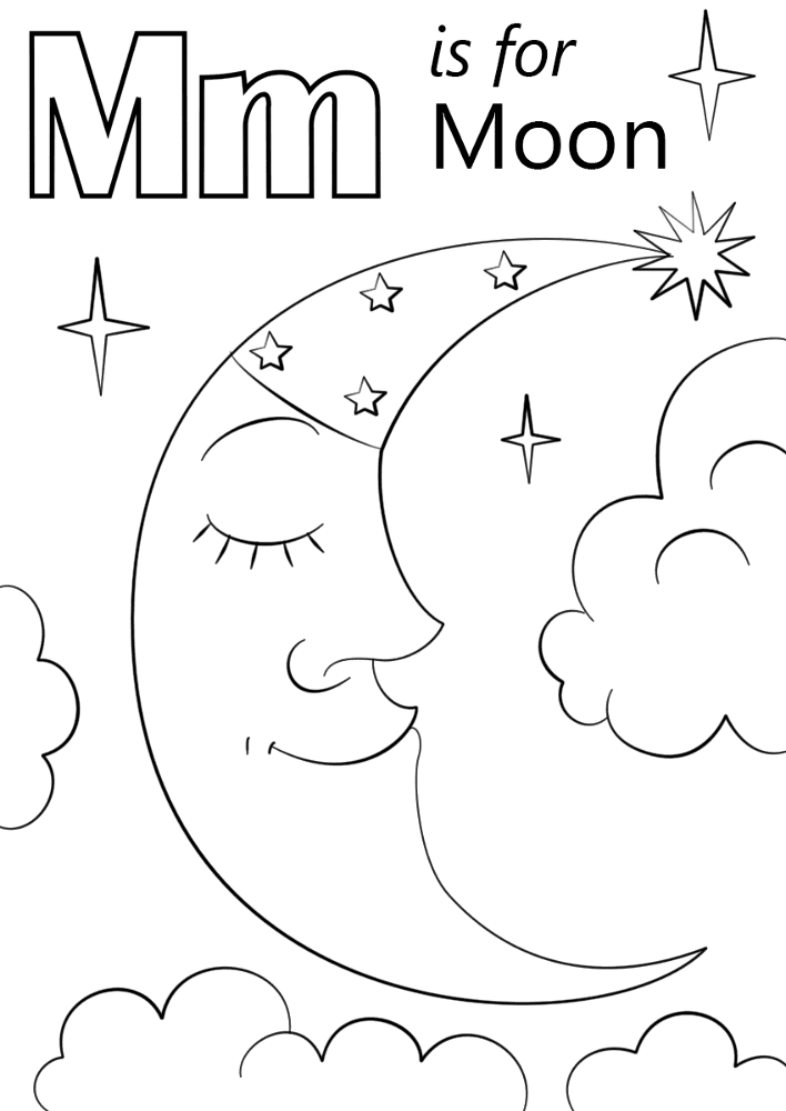 Letter M Is For Moon Coloring Page Md Coloring Page — Free Printable — free printable coloring page