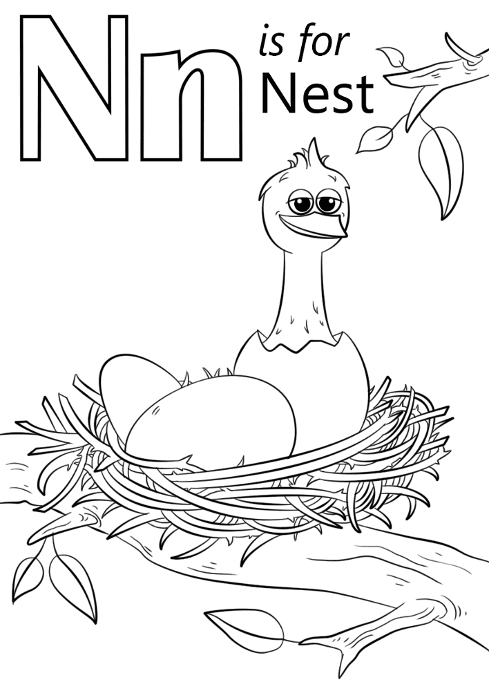 Letter N Is For Nest Coloring Page Md Coloring Page — Free Printable — free printable coloring page