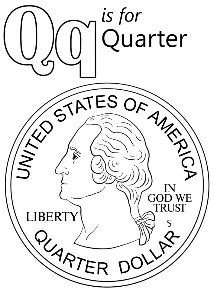 Letter Q Is For Quarter Coloring Page Md Coloring Page — Free Printable — free printable coloring page