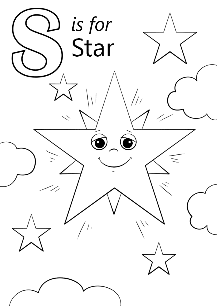 Letter S Is For Star Coloring Page Md Coloring Page — Free Printable — free printable coloring page