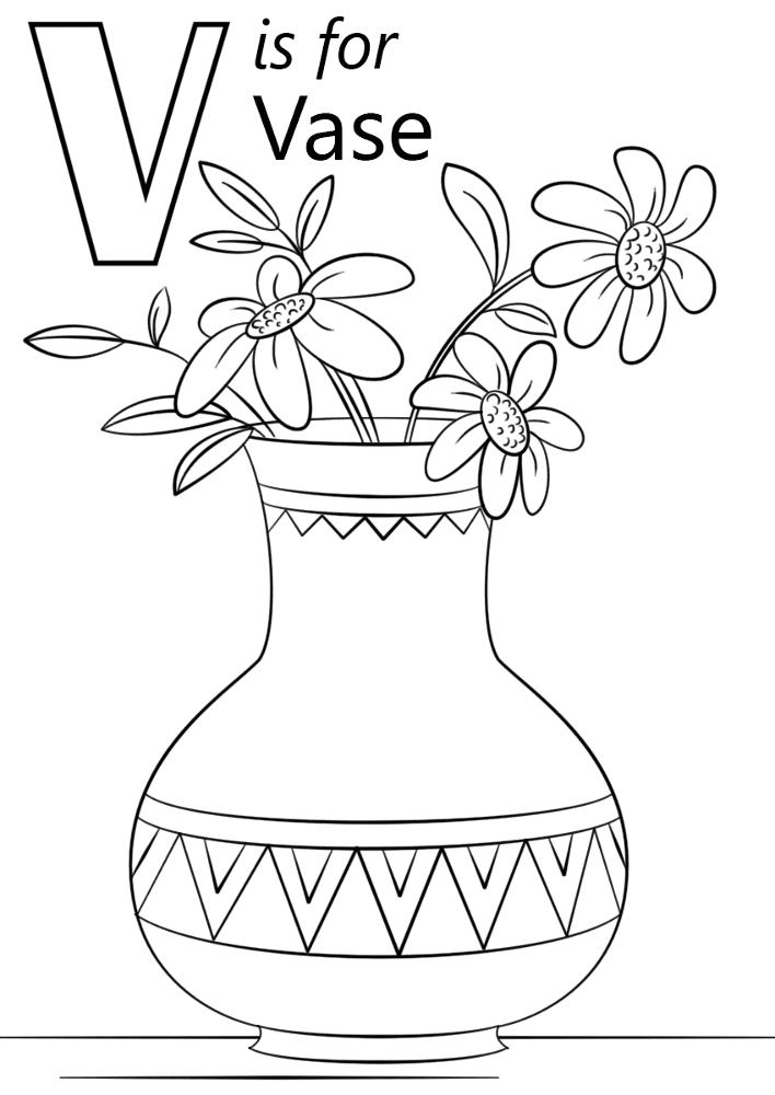 Letter V Is For Vase Coloring Page Md Coloring Page — Free Printable — free printable coloring page