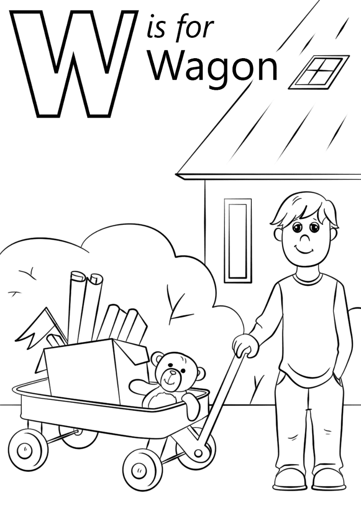 Letter W Is For Wagon Coloring Page Md Coloring Page — Free Printable — free printable coloring page